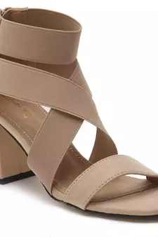 Strappy Block Heel Sandals in Nude