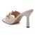 Latte Quilted High Heeled Slide Sandals