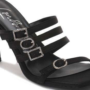 Times Up  Black Heeled Slide Sandals 4