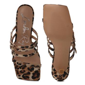 Times Up High Heeled Strappy Leopard Print Sandals 5