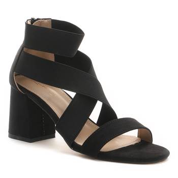 Strappy Block Heel Sandals in Black 1
