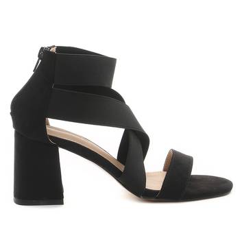 Strappy Block Heel Sandals in Black 2