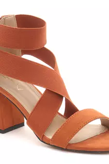 Strappy Block Heel Sandals in Rust