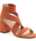 Strappy Block Heel Sandals in Rust
