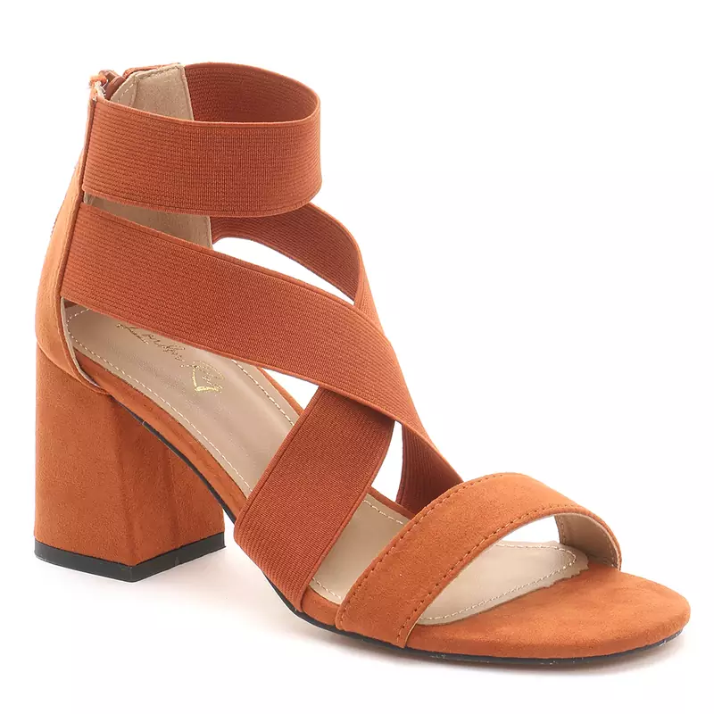 Strappy Block Heel Sandals in Rust