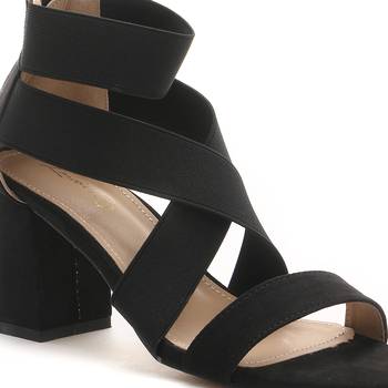 Strappy Block Heel Sandals in Black 4