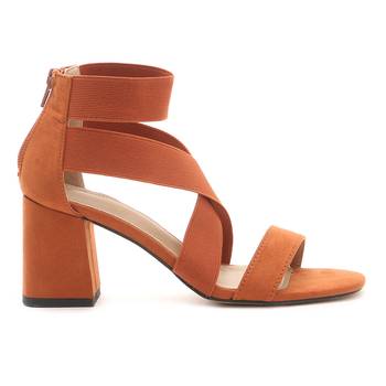 Strappy Block Heel Sandals in Rust 2