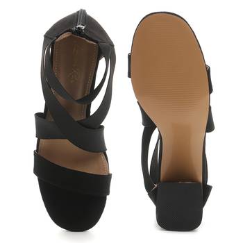 Strappy Block Heel Sandals in Black 5