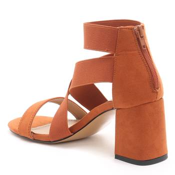 Strappy Block Heel Sandals in Rust 3
