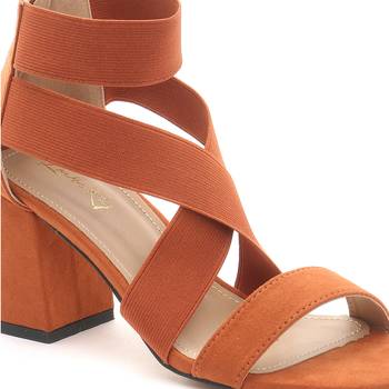 Strappy Block Heel Sandals in Rust 4