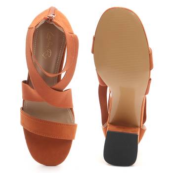 Strappy Block Heel Sandals in Rust 5