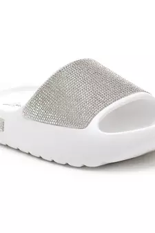 White Diamante Pool Sliders