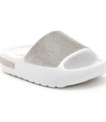 White Diamante Pool Sliders