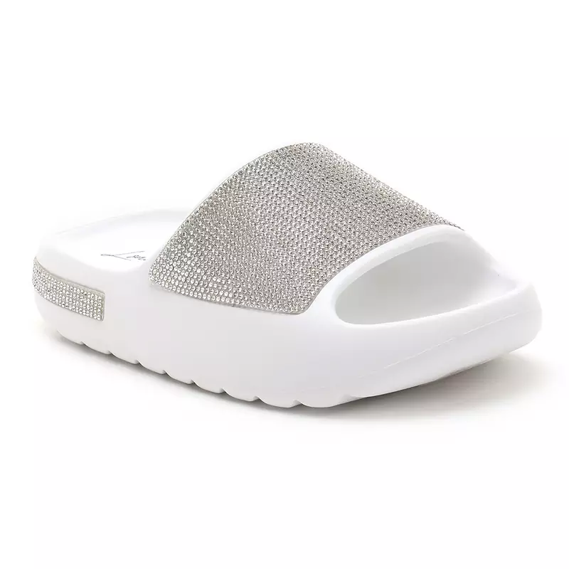 White Diamante Pool Sliders