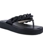 Black Chunky Metal Thong Sandals