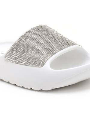 White Diamante Pool Sliders 4