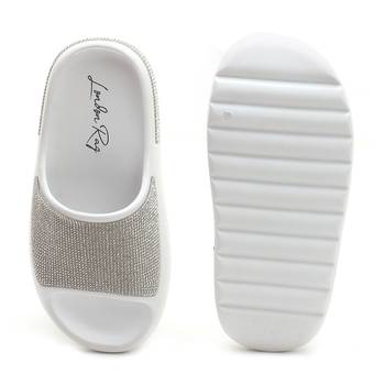 White Diamante Pool Sliders 5