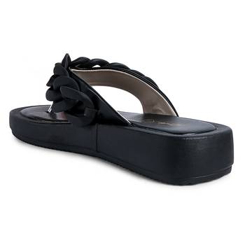Black Chunky Metal Thong Sandals 3