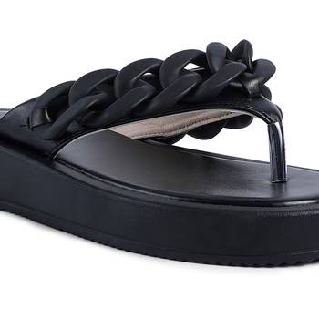 Black Chunky Metal Thong Sandals 4