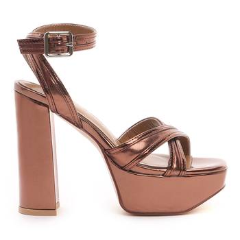 Platform Heeled Sandals in Bronze  2
