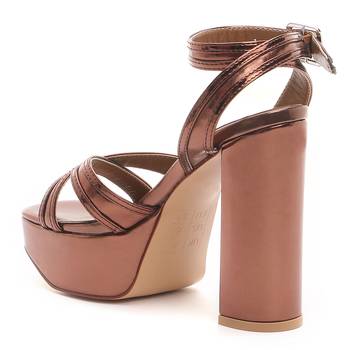 Platform Heeled Sandals in Bronze  3