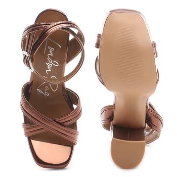 Platform Heeled Sandals in Bronze  5