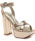 Platform Heeled Sandals in Gold 