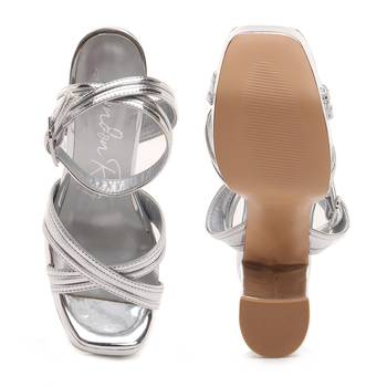 Platform Heeled Sandals in Silver  5