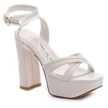 Platform Heeled Sandals in White  1