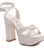 Platform Heeled Sandals in White 