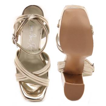 Platform Heeled Sandals in Gold  5