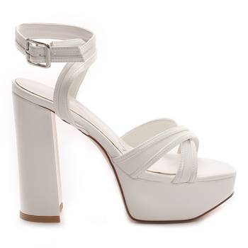 Platform Heeled Sandals in White  2