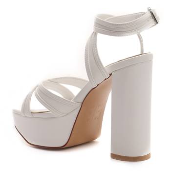 Platform Heeled Sandals in White  3