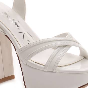 Platform Heeled Sandals in White  4
