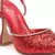 Glitter Spool Heel Sandal in Red