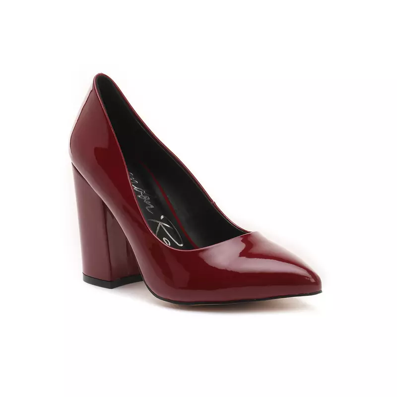 Block Heeled Formal Pumps in Burgundy