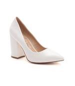 Block Heeled Formal Pumps in White