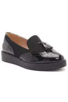 Black Multi Panel Tassel Loafers