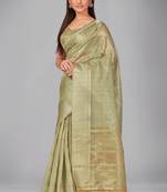 Green woven silk saree with blouse