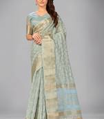 Light blue woven silk saree with blouse