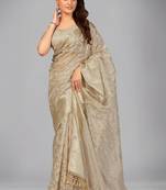 Grey woven silk saree with blouse