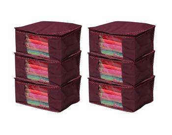 Maroon Saree  & Cloth Cover/ Storage Bag For wardrobe organizer Non Woven Fabric 1