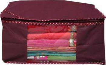 Maroon Saree  & Cloth Cover/ Storage Bag For wardrobe organizer Non Woven Fabric 4
