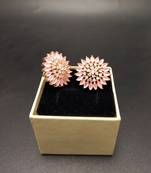 Pink American Diamond Earring Tops Rose Gold Polish