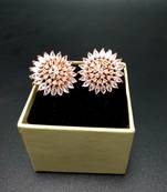 White American Diamond Earring Tops Rose Gold Polish