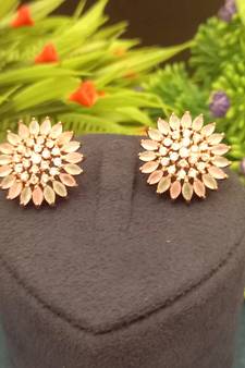 Green/Mint American Diamond Earring Tops Rose Gold Polish