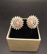 Green/Mint American Diamond Earring Tops Rose Gold Polish