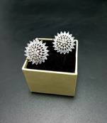 White American Diamond Earring Tops White Polish