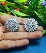 Multicolor American Diamond Mint Pink Earring Tops White Polish