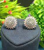 Pink American Diamond Earring Tops White Polish